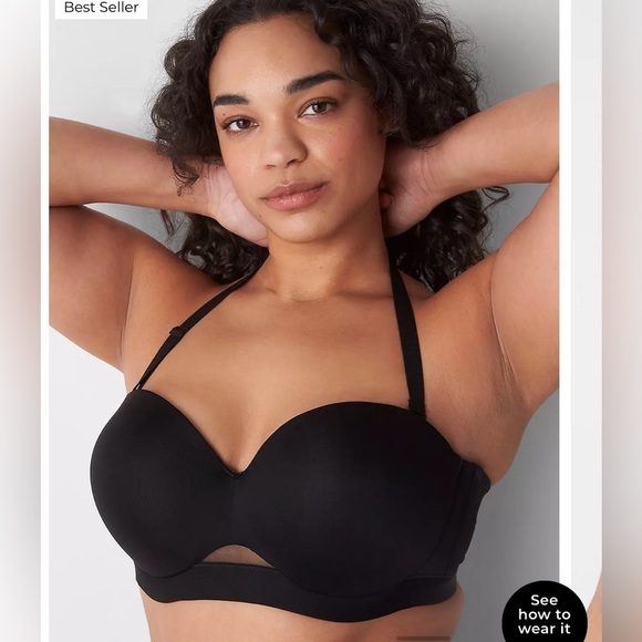 Cacique Black Strapless Bandeau Bra - Picture 5 of 15